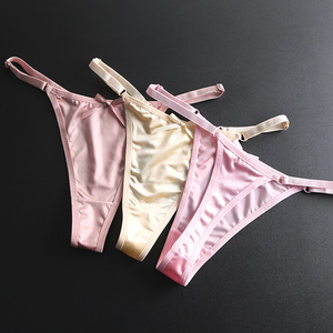 Luxury Satin Women's <b>Thong</b> Adjustable Strap Low Rise G-<b>string</b> Silky Soft Ladies Panties Elegant Lingerie for Women Wholesale - Product Image 3