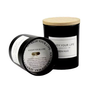 เทียนหอมกลิ่นธรรมชาติจากถั่วเหลืองในขวดแก้วสีดำพร้อมฝาไม้แบบขายส่ง, เทียนหอมในขวดแก้วสีขาวขนาดใหญ่จากขี้ผึ้งถั่วเหลืองสำหรับสปาและบ้าน - Product Image 3