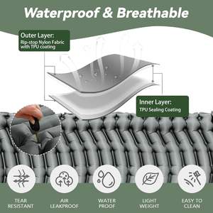 <span class=keywords><strong>Matelas</strong></span> de camping <span class=keywords><strong>autogonflant</strong></span> imperméable épais à conception ergonomique avec oreiller intégré et pompe à pied pliable ultraléger - Product Image 4