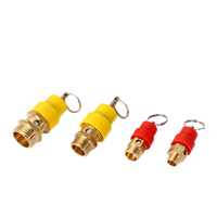 Soupape de sécurité pneumatique en laiton de 1/8 et 1/4 pouce avec capuchon jaune et rouge pour compresseur d'air et alimentateur d'eau sans colonne