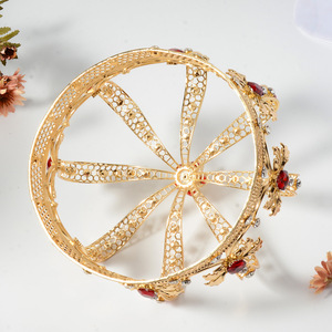 Tiara de Cristal Barroco Redonda Completa al por Mayor, Corona de Rey de Lujo para Hombre, para Fiestas, Cumpleaños, <span class=keywords><strong>en</strong></span> Venta - Product Image 6