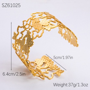 Pulsera Hueca de Acero Inoxidable de Lujo con Baño de Oro de 18K, Diseño Fresco y Dulce, para el Verano, Brazaletes de Moda - Product Image 6