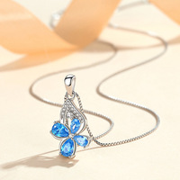Kalung Liontin Kupu-kupu Mikro Pave Kristal CZ Ungu Berlapis Rhodium Perak Sterling 925 Berkualitas Tinggi Mylove Custom Grosir