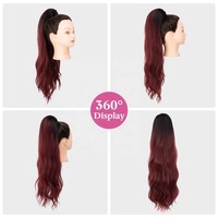 Queue de cheval synthétique longue et ondulée de haute qualité à clipser avec cordon de serrage, extensions de cheveux afro pour femmes noires, vente en gros