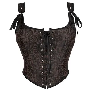 overbust corset With vintage shoulder Bow Tie Straps Bustier Tops Sexy crop tube Tops for Women plus size