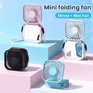 X418 Nuevo Mini Ventilador de Escritorio Plegable con Espejo, Ventilador de Bolsillo Portátil Recargable por USB, Ventilador Pequeño para Colgar en el Cuello - Product Image 2