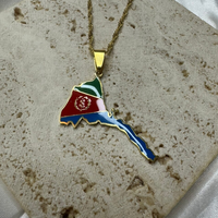 Vente en gros de collier pendentif de contour de carte d'Érythrée bijou africain bijoux de culture en acier inoxydable collier de charme de drapeau sans nickel