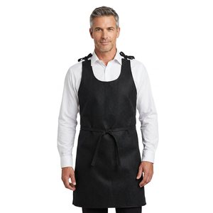 Bib <b>Apron</b> Cotton Simple Style Adjustable <b>Waist</b> For Daily Cooking Use Without Pockets - Product Image 5
