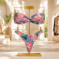Vente en gros de bikinis écologiques à séchage rapide, micro-slip triangle avec bretelles réglables, vêtements de plage personnalisés