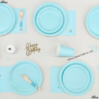 DAMAI couleur unie vaisselle jetable bleu ciel fête fournitures anniversaire événement Camping solide Table décor papier serviette tasse assiette