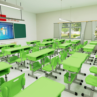 Meubles scolaires modernes en plastique écologique et durable, ensemble bureau et chaise pour étudiants, tiroir, hauteur réglable, certifié ISO