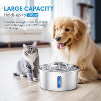 Fontaine à eau pour animaux de compagnie en acier inoxydable, ultra silencieuse, 3,2 L, fontaine à boire pour chat, USB, filtre quadruple, qualité alimentaire 304