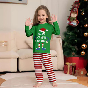 2023 Novo Conjunto De Pijama Desenhos Animados De Natal Impresso Listrado Casa Roupas Conjunto De Pijama De Natal - Product Image 6