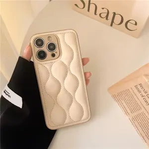 For Korean style striped down jacket iPhone 15 14 pro max phone case Apple simple 12 anti-fall 11 Internet celebrity female xs