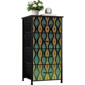 Milieu du siècle atomique 4 tiroirs commode rétro étoiles 4 tiroirs placard organisateur MDF chambre meubles pour salon décor à la maison métal - Product Image 2