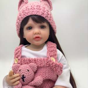 Poupée <span class=keywords><strong>Reborn</strong></span> de <span class=keywords><strong>Boutique</strong></span> de Mode, Poupée Bébé Simulé de 60cm en Silicone avec Cheveux Longs - Product Image 4