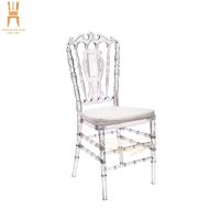 Chaise Chiavari transparente en résine acrylique empilable, moderne, pour mariage et repas en extérieur