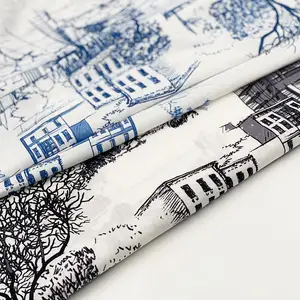 60s voile poplin white bash cloth art sketch style designer brand shirt print cotton fabric