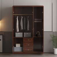 Armoire de chambre à coucher en MDF à 3 portes avec tiroirs, finition papier, miroir inclus, prix de gros pour la maison