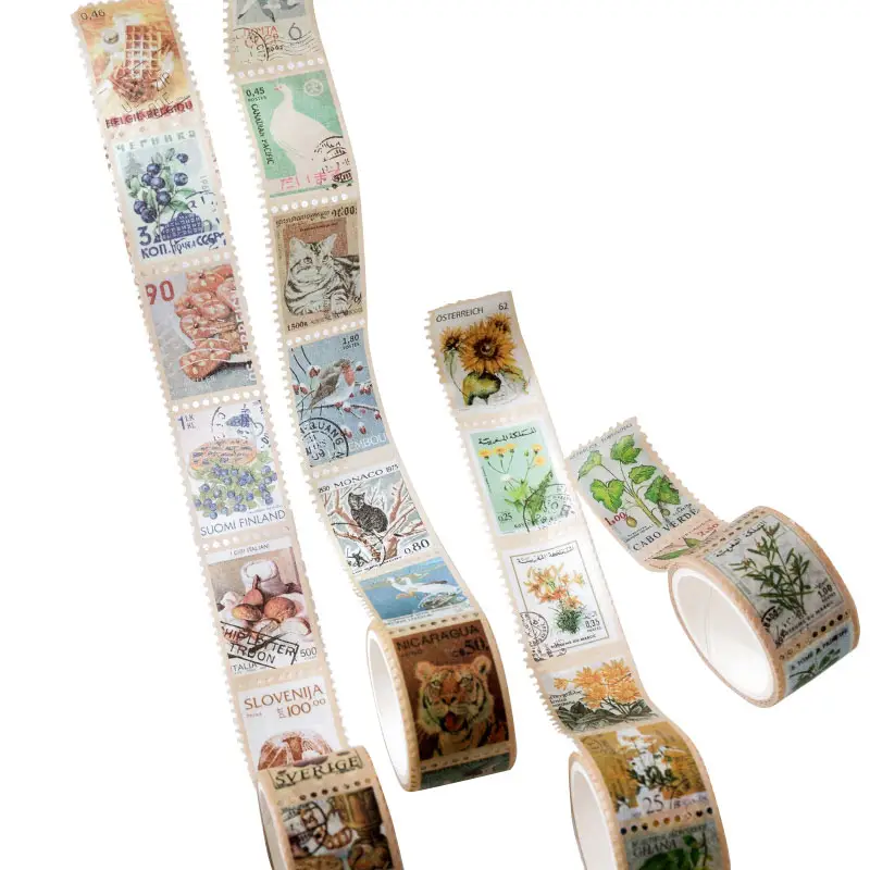 Custom Scrapbooking Gedrukt Vintage Postzegel Sticker Papier Washi Tape In Bulk