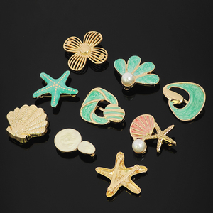 Boucles en métal en forme de coquillage et d'étoile de mer, plaquées or vert, connecteurs décoratifs pour maillots de bain, boucle à ardillon de forme irrégulière - Product Image 1