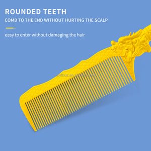 Pettine da Barbiere con Manico a Forma di Drago, Accessorio per Salone di Parrucchiere, Pettine per Taglio Sfumato, Giallo - Product Image 4