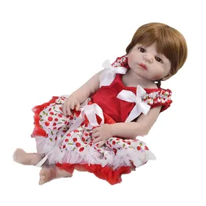 22 英寸教育逼真新生婴儿娃娃硅胶再生现实的新婴儿娃娃粉红色的衣服