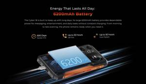 HOTWAV Cyber 18, Teléfono Resistente 4G, 120Hz, Batería de 6200mAh, 8+256GB, Cámara de 64MP, Visión Nocturna de 20MP, Android 16, Pantalla Secundaria - Product Image 4