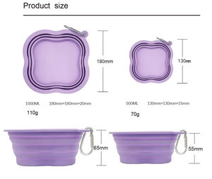 Bol de nourriture et d'eau pour animaux de compagnie, pliable, en silicone écologique, portable, pour voyages, 500/1000 ml, vente chaude - Product Image 4