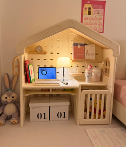 Unisex kinder speelhut van HDPE met opbergrek en tafel voor kinderen vanaf 1 jaar - Product Image 5