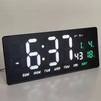 Jam Dinding Digital LED Elektronik Pintar Layar Besar ABS dengan Fungsi Snooze, Tampilan Kalender dan Suhu, Desain Kontemporer