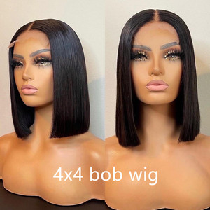 Perruque Lace Front Cheveux Humains Alignés Cuticules Courte Bob Lisse pour Femmes Noires, Cheveux <span class=keywords><strong>Vierges</strong></span> Bruts pour Tresses, Fournisseurs - Product Image 1