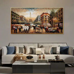 Peinture à l'huile de rue de Paris faite à la main de taille personnalisée Style abstrait classique avec des sujets de paysage et d'arbres pour la décoration intérieure - Product Image 1