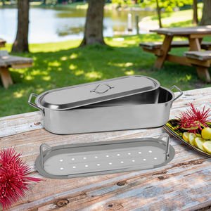 Classico Cuocitore per Pesce in Acciaio Inox con Griglia e Coperchio in Vetro, Lavabile in Lavastoviglie e Adatto al Forno, Ecologico per Cucina e Campeggio - Product Image 4