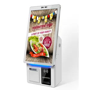 21.5 22 Inch Self Service Order Payment Touch Screen Kiosk Self Pay Machine Barcode Scanner Kiosk For Chain Store / Restaurant