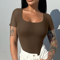Ropa de mujer al por mayor Top de una pieza Top de manga corta Camiseta gimnasio Fitness para mujer Body