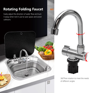 Évier carré simple en acier inoxydable pour <span class=keywords><strong>camping</strong></span>-<span class=keywords><strong>car</strong></span>, caravane portable avec robinet et verre pour espaces minimalistes - Product Image 3