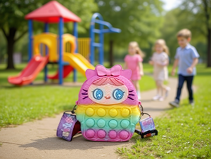 Borsa a tracolla antistress per bambina, 18 pollici, in tessuto non tessuto a pois, chiusura con cerniera, per tutte le stagioni - Product Image 2