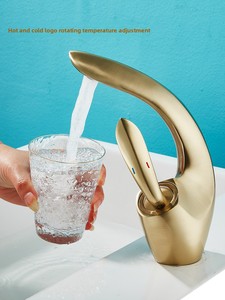 Grifo de Baño Monomando de Lujo Ligero para Lavabo, Agua Fría/Caliente, Diseño Platino de Cobre, para Encimera - Product Image 4