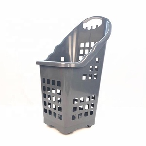 Supermercado Hipermercado Gran capacidad 70L Cesta DE LA COMPRA Carro Cesta rodante con ruedas Carro de compras de plástico - Product Image 3