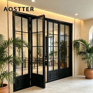 <span class=keywords><strong>Porte</strong></span> pliante AOSTTER en aluminium finition noire minimaliste avec panneau <span class=keywords><strong>de</strong></span> sécurité haute transparence et <span class=keywords><strong>seuil</strong></span> encastré pour villa contemporaine - Product Image 6