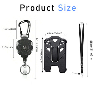 Wholesale laser logo heavy-duty <b>ID</b> badges scrolls carabiners fishing reels school lanyards black mecha card <b>holders</b> in stock - Product Image 2