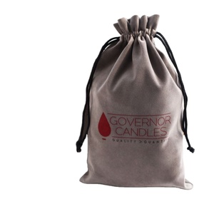 Sac à cordon rectangulaire pliable en velours gris pour emballage de bijoux personnalisés avec logo, faible MOQ, vente en gros - Product Image 1