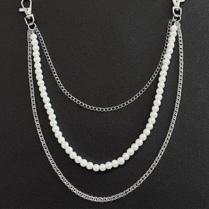 โซ่คาดเอวโลหะประดับมุกเทียมสามชั้น สไตล์สตรีทแฟชั่นลำลอง ฮิปฮอป ยูนิเซ็กซ์ - Product Image 6