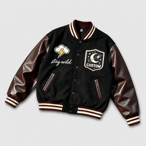 Veste de baseball brodée sur mesure, manches en cuir, style classique, logo personnalisé, veste varsity, veste letterman, veste de baseball pour homme - Product Image 3