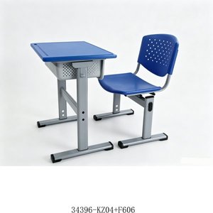<b>Adjustable</b> Height School <b>Desk</b> And Chair With Blue Top And Metal Frame For Child Use Model 34396-KZ04 - Product Image 2