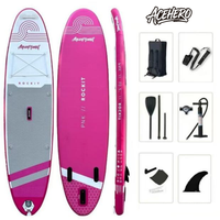 Planche de paddle gonflable rose à motif ondulé, système à 3 ailerons, écologique, pour entraînement sportif aquatique en extérieur