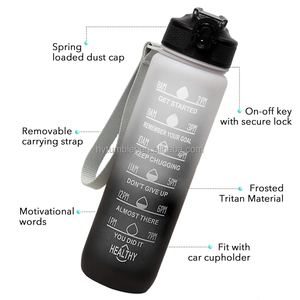 Bouteille d'eau de sport en plastique de grande taille avec marqueur de temps, sans BPA, couleur dégradée, 32 oz/1000 ml, vente chaude - Product Image 5