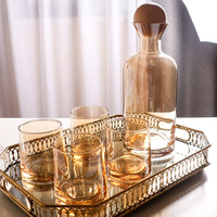 Pichet à eau froide en verre coloré de grande capacité ambré et gris fumée pour servir du thé, du jus et du verre.