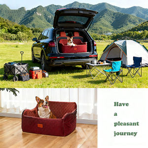 मशीन धोने योग्य पोर्टेबल कुत्ते कार बिस्तर समायोज्य सुरक्षा उपभेदों साइड स्टोरेज जेबों का समर्थन करते हैं - Product Image 3